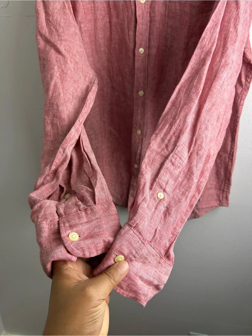 J.Crew Mercantile 100% linen Men's Button-Down Shirt Dusty Pink Size XL